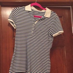 Gap blue and white striped polo